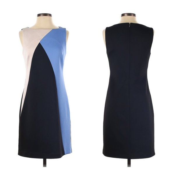 Donna Karan New York Colour Block A-Line Retro Scuba Dress- Sz. 4 - Picture 1 of 6